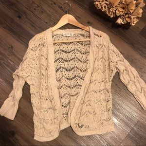 🌹 [Pink Rose] Lace Tan Cardigan Sweater